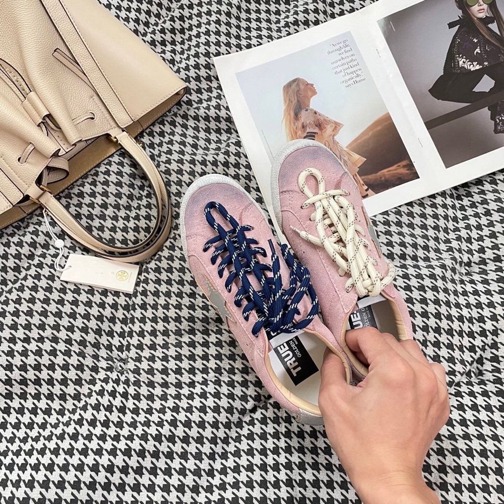 Golden Goose Pink Sneakers with Dual Laces